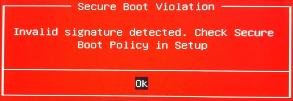 Решение ошибки «Invalid signature detected» при запуске ПК Решение ошибки «Invalid signature detected» при запуске ПК