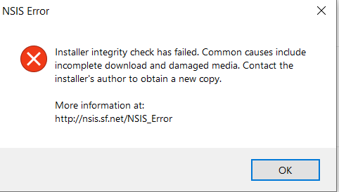 Как исправить ошибку «Installer integrity check has failed»? Как исправить ошибку «Installer integrity check has failed»?